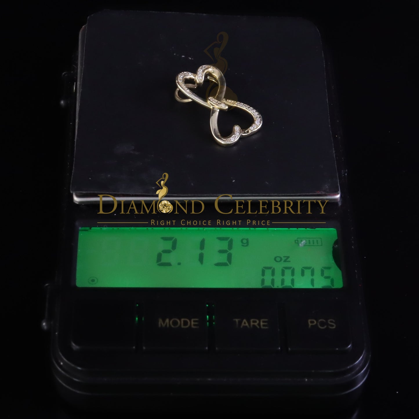 DiamondCelebritees 925 Sterling Yellow Silver Heart Fashion Pendant with 0.00ct Cubic Zirconia