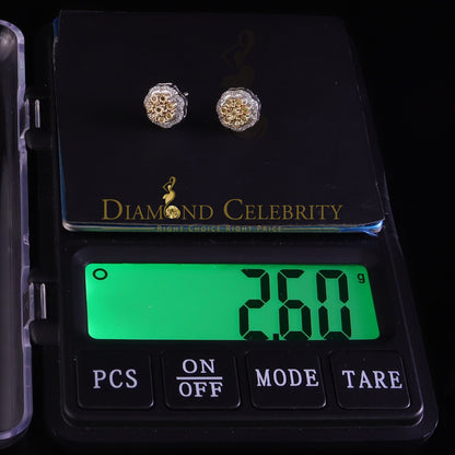 DiamondCelebritees 925 Sterling White Silver Flower Shape Miracle Plate 0.15ct Real Diamond Earring
