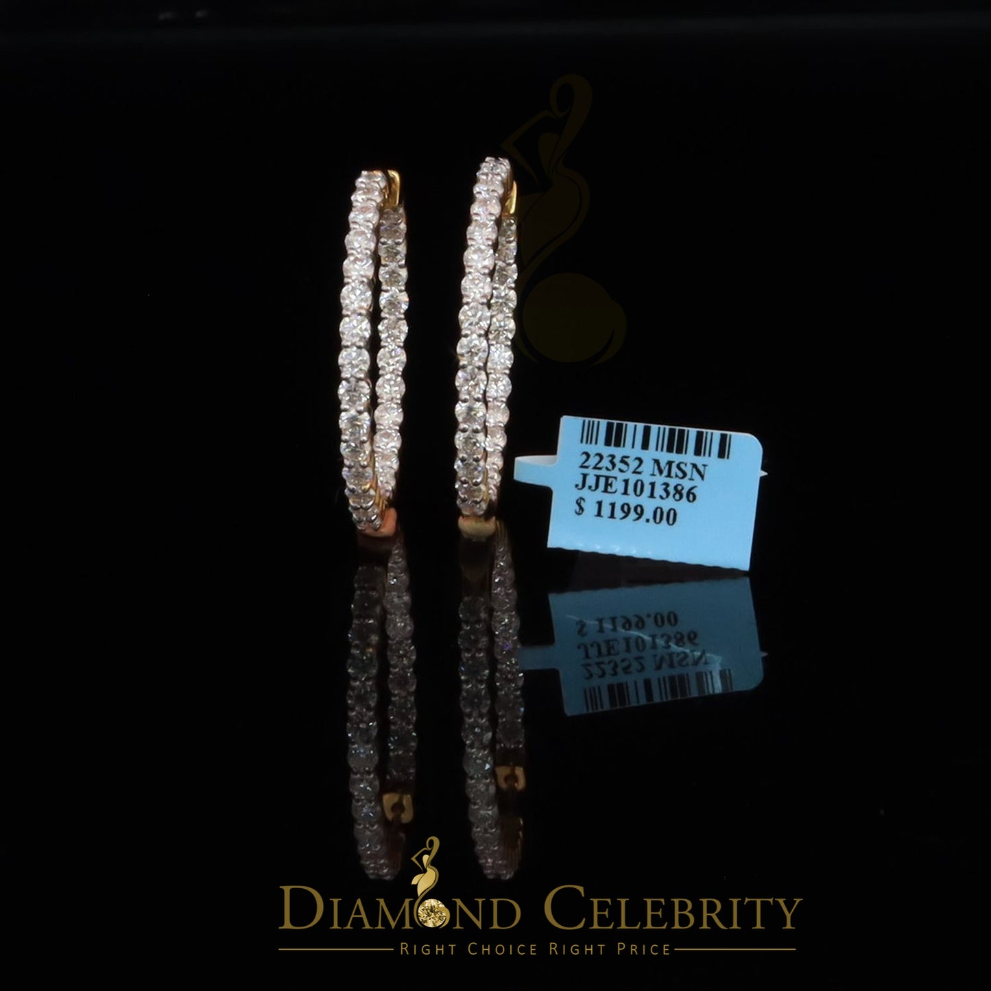 DiamondCelebritees 6.00ct Moissanite Yellow 925 Sterling Silver Women's In and Out Hoop Earrings