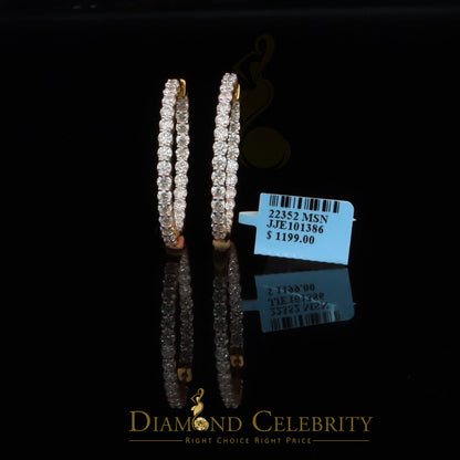 DiamondCelebritees 6.00ct Moissanite Yellow 925 Sterling Silver Women's In and Out Hoop Earrings