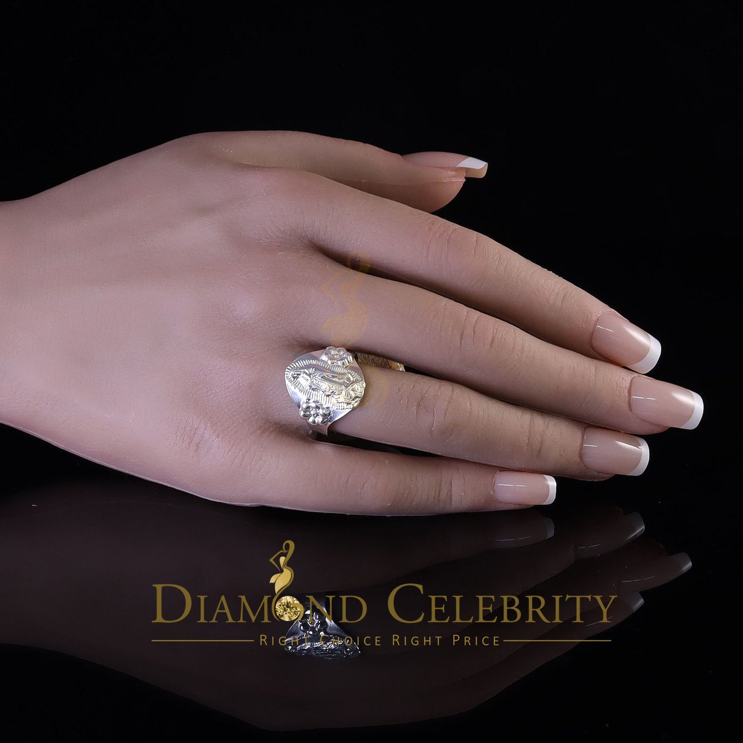 DiamondCelebritees Religious White 925 Silver Virgin Merry Portrait Guadalupe Band Women Ring SZ 8