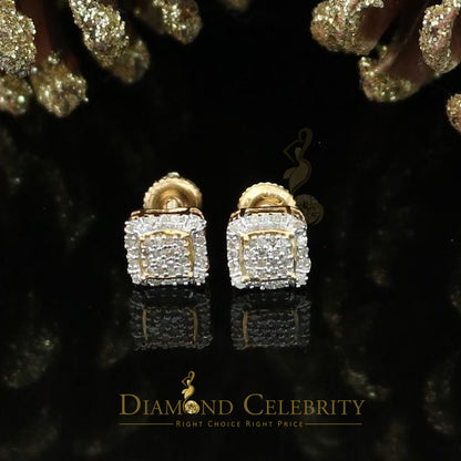 DiamondCelebritees 0.15ct Diamond 925 Sterling Silver Yellow Square Earring For Men's / Women's