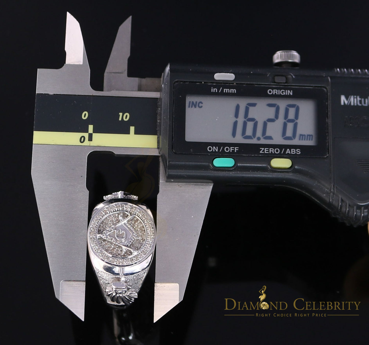 DiamondCelebritees 925 White Silver Masonic 0.50 CT Real Diamond Men's Engagement Big Ring Size 12