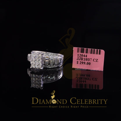DiamondCelebritees 925 White Sterling Silver Cubic Zirconia 2.80ct Cinderella Womens Ring Size 7