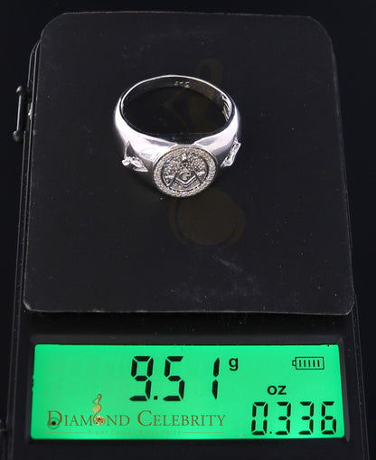 DiamondCelebritees 0.50CT Real Diamond 925 Sterling Silver White Fashion Masonic Men's Ring Size 12