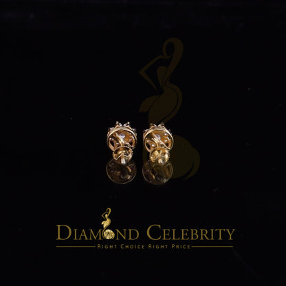 DiamondCelebritees  Yellow 925 Silver Cubic 0.14ct Zirconia Women's & Men's Hip Hop Flower Earrings