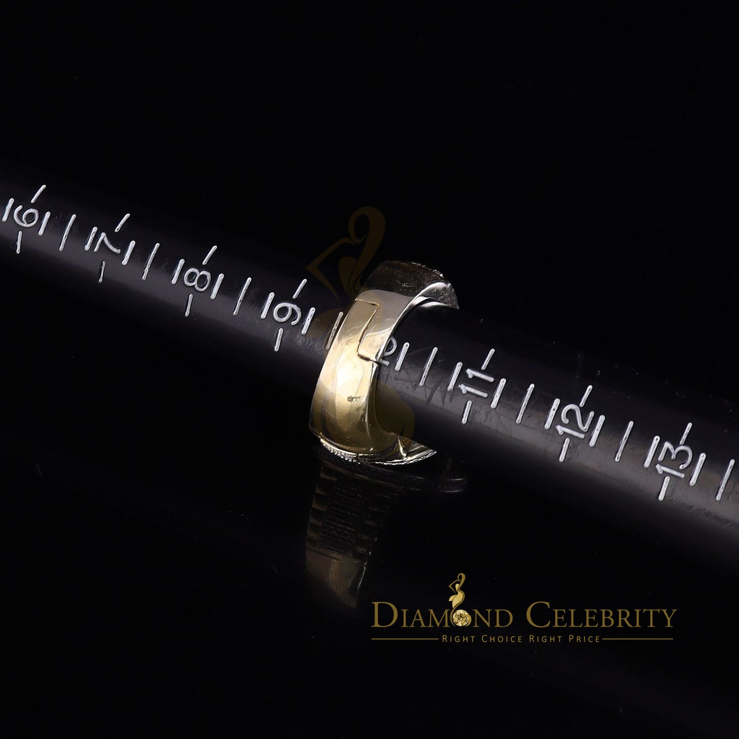 DiamondCelebritees Real 0.25CT Diamond Yellow 925 Silver Men's Adjustable Ring From Size 10 to 12