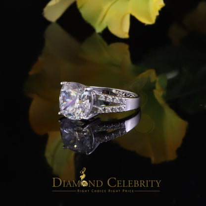 DiamondCelebritees 925 Silver 12.50CT White Cushion Cut 9 CZ Engagement Ring Women's Size 7.5