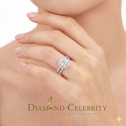 DiamondCelebritees 3.59ct Cubic Zirconia White 925 Sterling Silver Women 2PC Bridal Ring Size 7