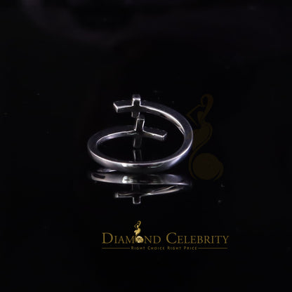 DiamondCelebritees 925 Sterling White Silver 0.22ct Cubic Zirconia Cross Shape Womens Ring Size 7.5