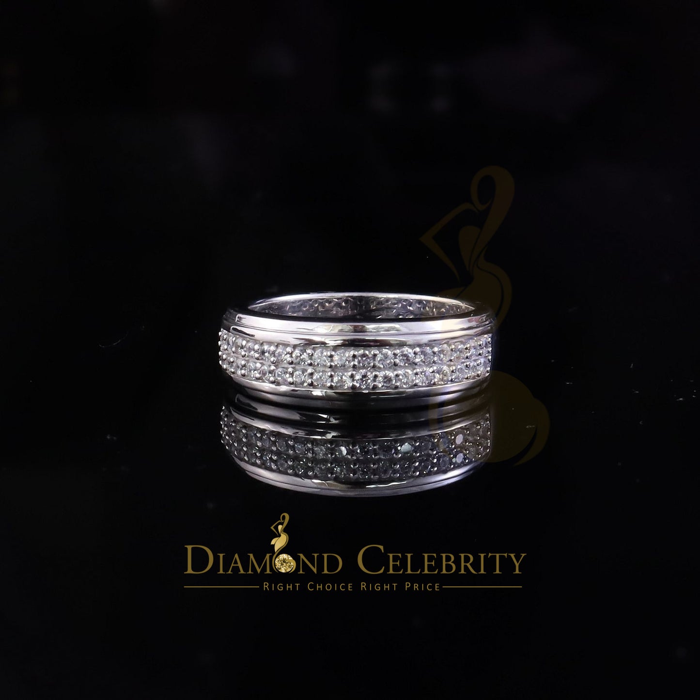 DiamondCelebritees White Silver Round Cubic Zirconia 1.25ct Men Adjustable Ring From SZ 10 to 12