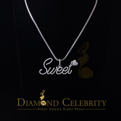 DiamondCelebritees White 925 Fancy Sterling Silver Sweet Tiny Heart Pendant 4.26ct Cubic Zirconia