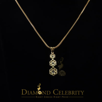 DiamondCelebritees Tripple Flower Shape Yellow 925 Sterling Silver Pendant 5.83ct Cubic Zirconia