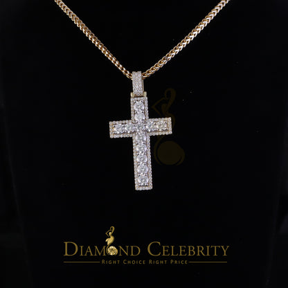 Diamondcelebritees Moissanite Men's & Women 7.50ct VVS D Sterling Yellow Silver Charm Cross Pendant