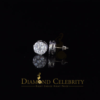 DiamondCelebritees  925 Sterling White Silver Cubic Zirconia Women & Men Round Stud Earrings