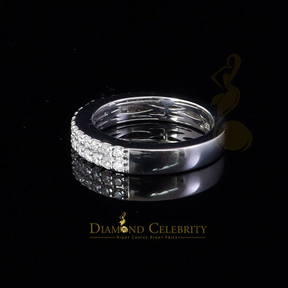 DiamondCelebritees Men's 1.50ct VVS D Silver White Moissanite 2 Row Wedding Band 925 Ring Size 10