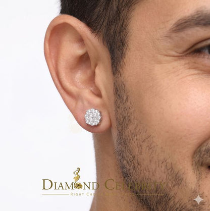 DiamondCelebritees  925 Sterling White Silver 2.0ct Cubic Zirconia Round Women's Stud Earrings
