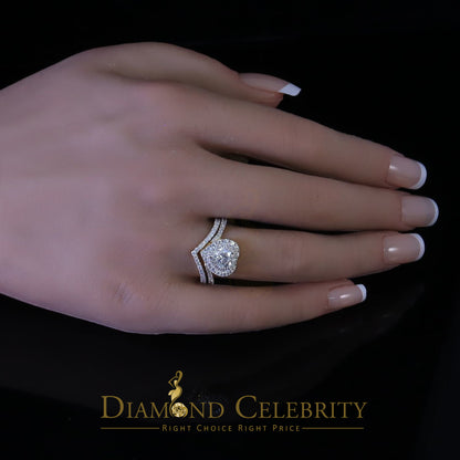 DiamondCelebritees Silver 1.66ct VVS D Heart Shape Moissanite Women Yellow Bridal Heart Ring SZ7