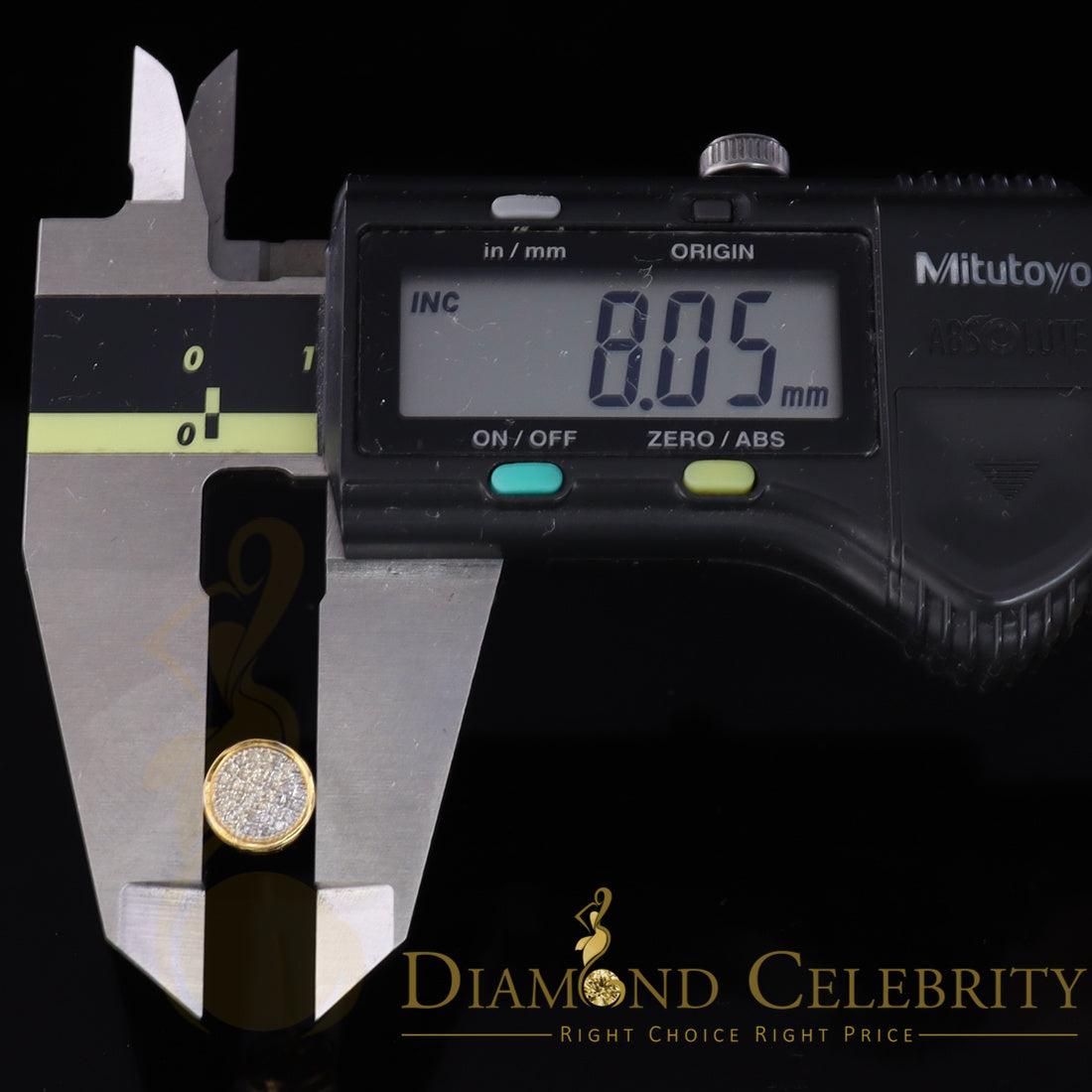 DiamondCelebritees 10K Real Yellow Gold with Real 0.15ct Diamonds Round Stud Earrings