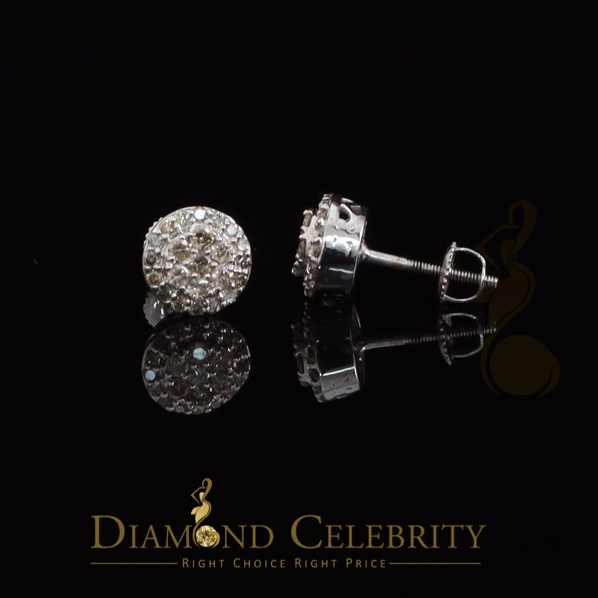 DiamondCelebritees 10K Real White Gold Real Diamond 0.55CT Men's/Women's Stud Round Earring