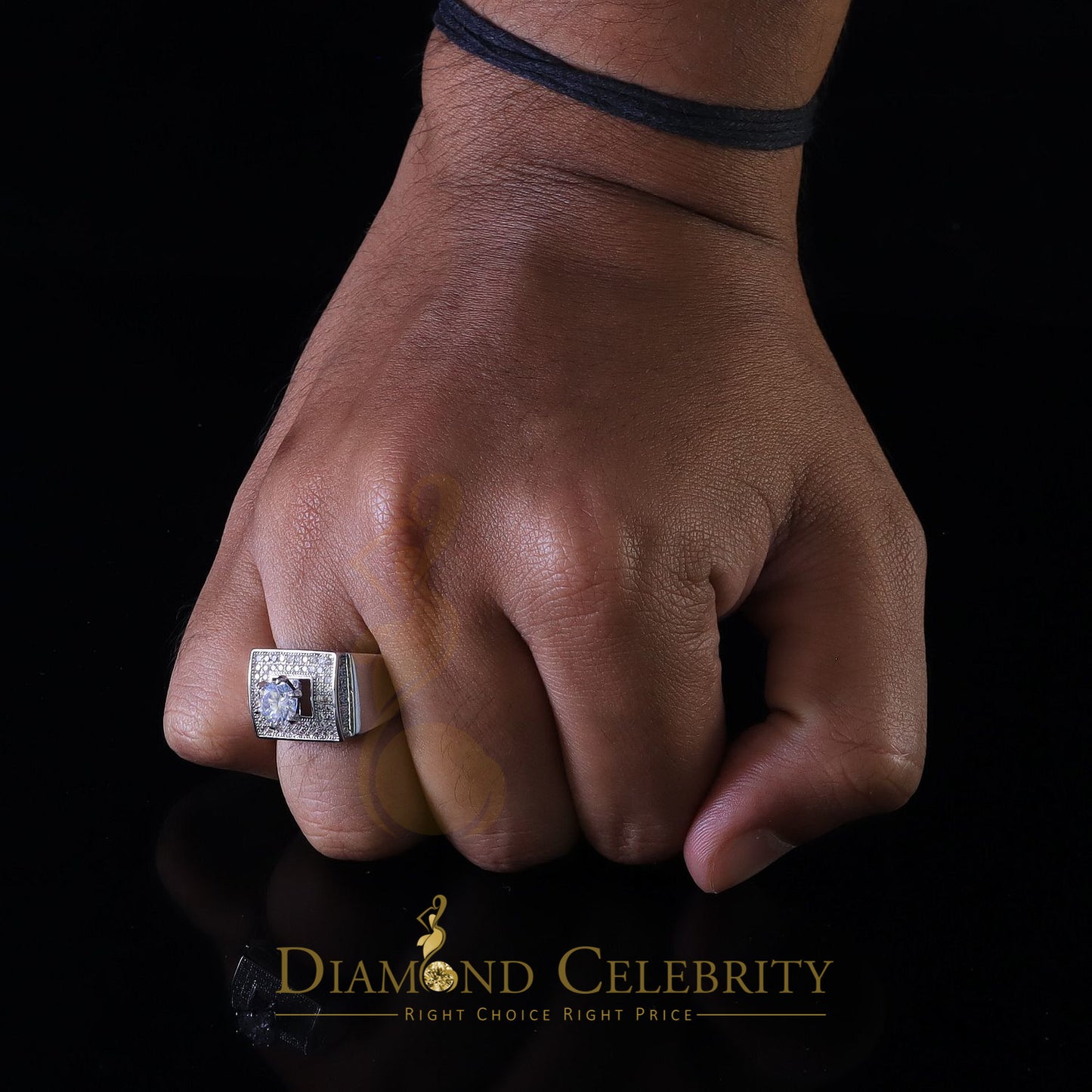 DiamondCelebritees Diamond Celebrity 6.0ct Cubic Zirconia White Silver Men's Square Ring Size 9