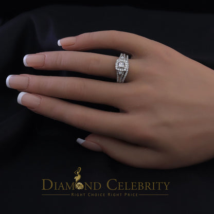 DiamondCelebritees 1.75ct Cubic Zirconia White Sterling Silver Men's/ Women 2PC Bridal Rings Size 7