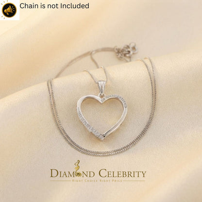 DiamondCelebritees  Real 0.12CT Diamond HEART in 925 Sterling Silver White Charm Necklace Pendant