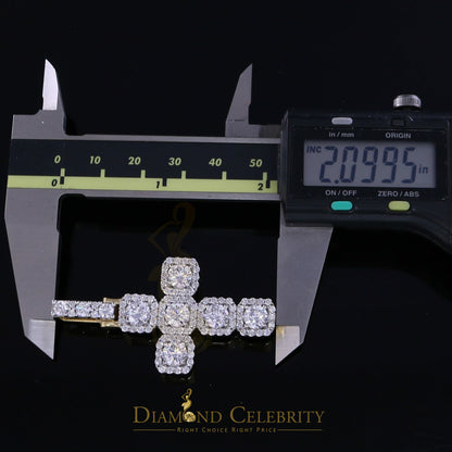 DiamondCelebritees Yellow 925 Sterling Silver Cross Fashion Pendant 8.03ct Cubic Zirconia Stone