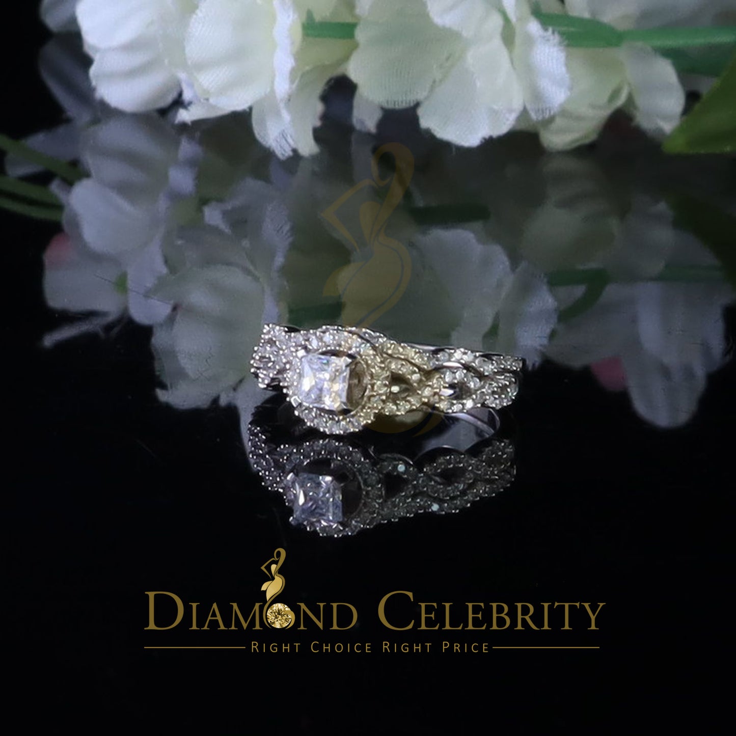 DiamondCelebritees 1.80ct Cubic Zirconia White 925 Sterling Silver Men's/ Women Bridal Rings Size 7