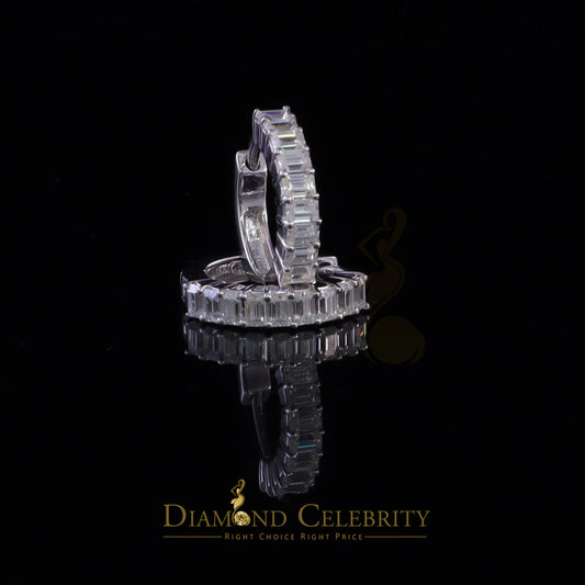 Diamondcelebritees 1.66ct Moissanite Baugutte White 925 Sterling Silver Women's Hoop Earrings