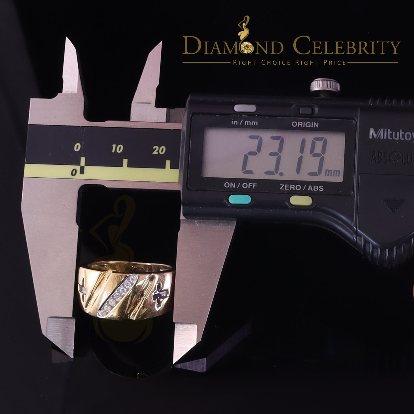 DiamondCelebritees 0.14 ct Sterling Yellow Silver Round 925 CZ Men Rings Engagement Size 9.00