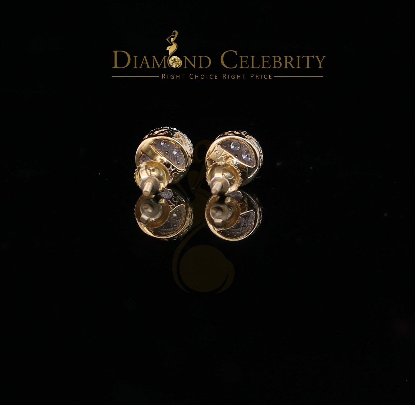 DiamondCelebritees Men's/Women's 10K Real Yellow Gold Real Diamond 0.50CT Stud Round Earring