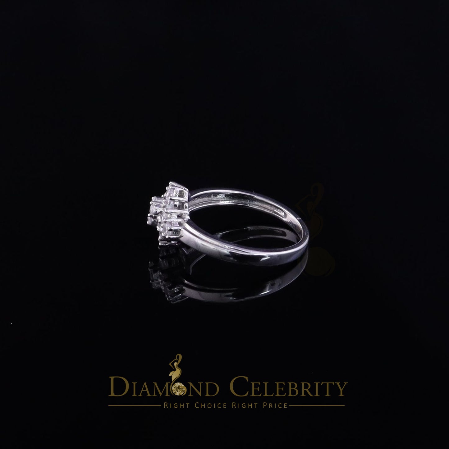 DiamondCelebritees 1.00ct Cubic Zirconia Sterling White Silver Flower Engagement Womens Ring Size 7