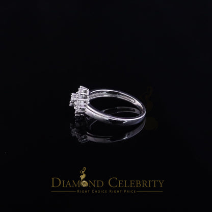 DiamondCelebritees 1.00ct Cubic Zirconia Sterling White Silver Flower Engagement Womens Ring Size 7
