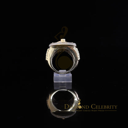 DiamondCelebritees Real 0.25CT Diamond Yellow 925 Silver Men's Adjustable Ring From Size 10 to 12