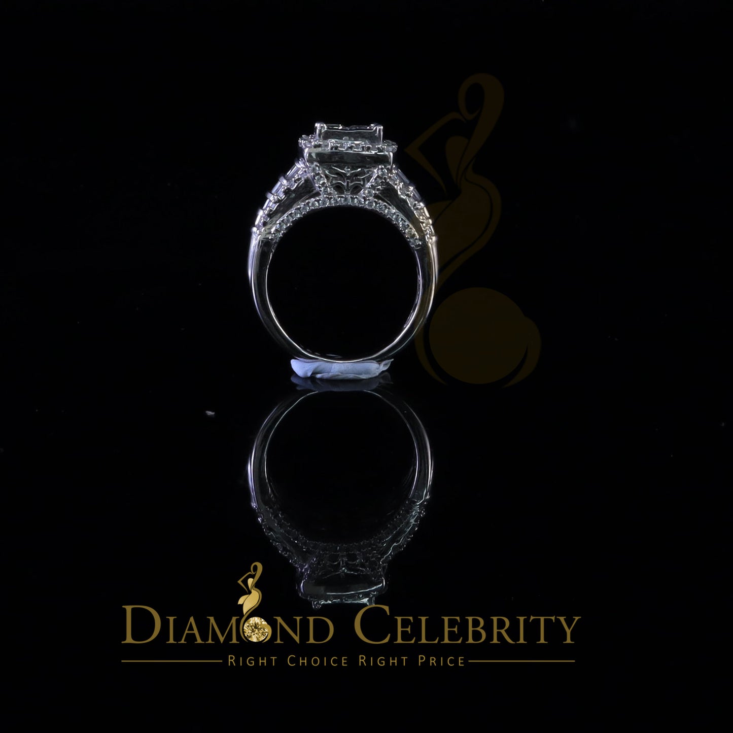 DiamondCelebritees 925 White Silver 4.0ct Square Shape Cubic Zirconia Engagement Womens Ring size 7