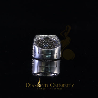 DiamondCelebritees Men's 19.0ct Cubic Zirconia white Silver Square Adjustable Ring From SZ 9 to 11