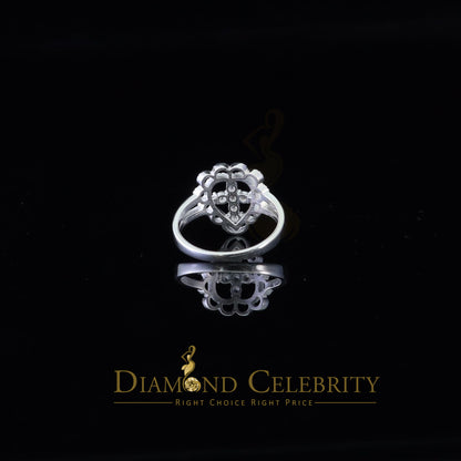 DiamondCelebritees Religious White 925 Sterling Silver Cross in Heart CZ Women's Ring Size 9