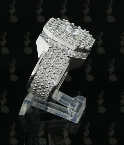 DiamondCelebritees 925 SilverJewelry White 16.0ct Cubic Zirconia Wide Octagon Men's Ring Size 9.5