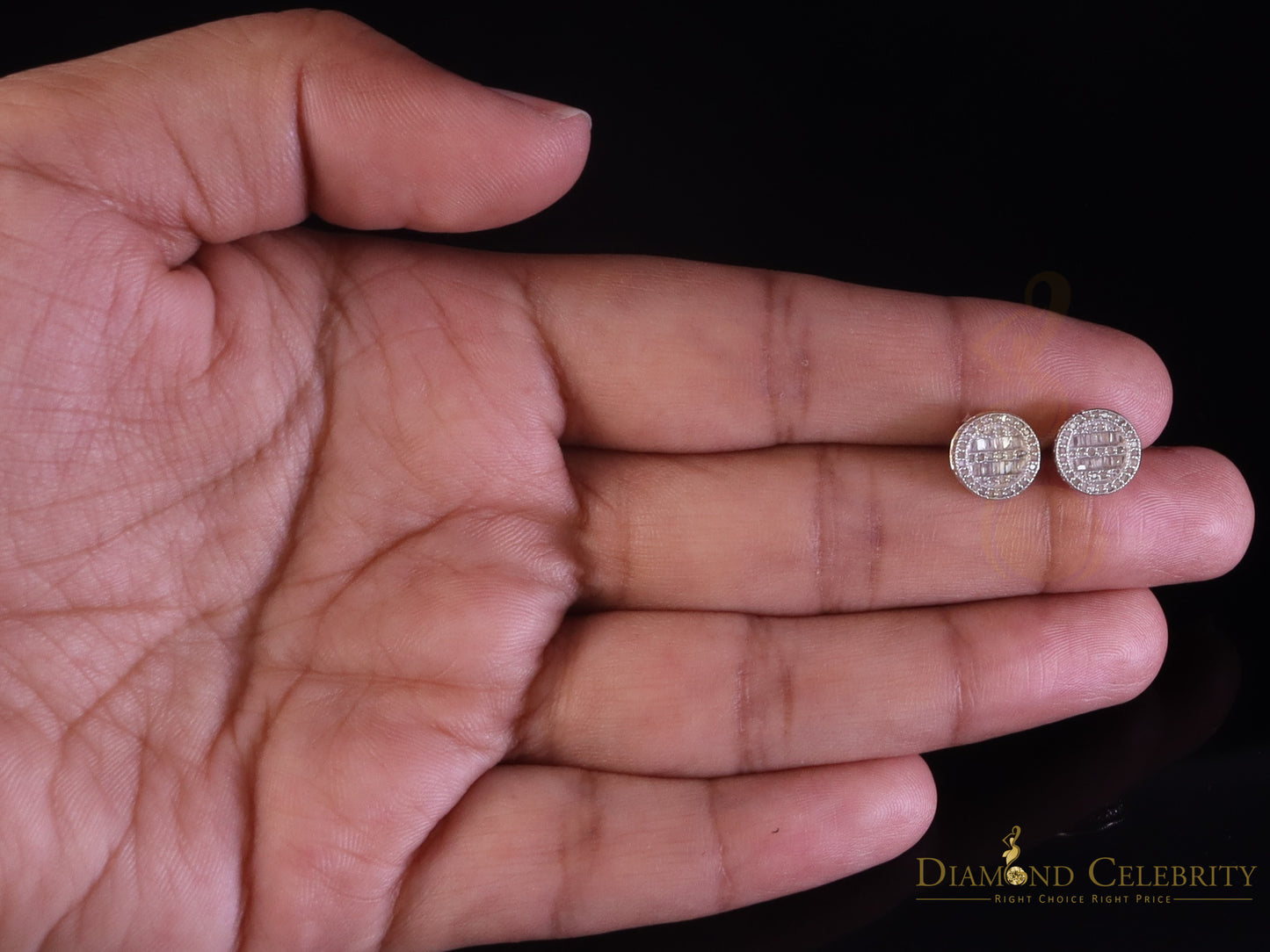 DiamondCelebritees 0.33ct Diamond 925 Sterling Yellow Silver For Men's & Womens Stud Round Earring