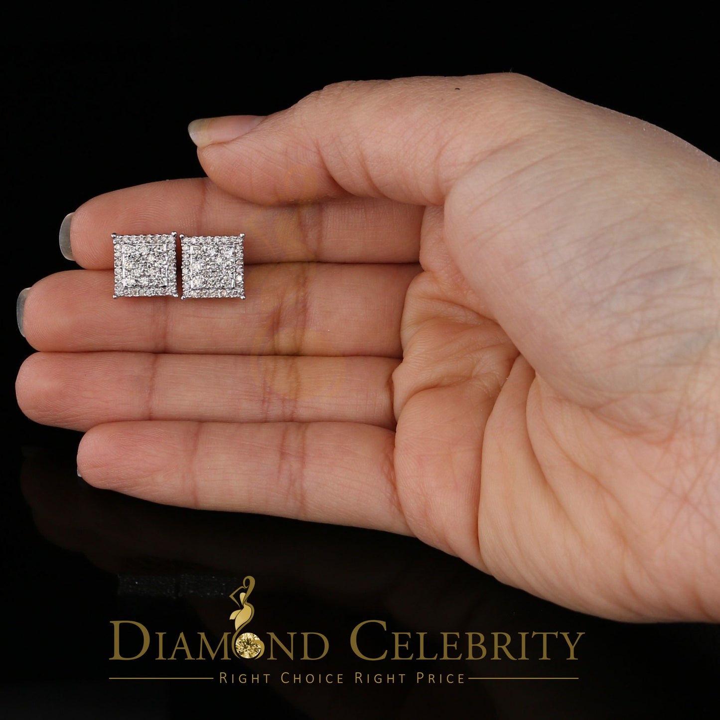DiamondCelebritees 10K Real Yellow Gold with 1.20CT Real Diamond Men's/Women's Stud Earrings