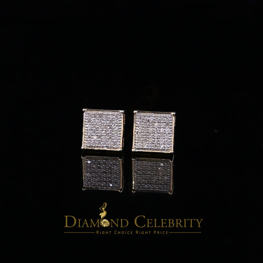 DiamondCelebritees 0.25ct Diamond 925 Sterling Silver Yellow For Men's / Women's Square Earrings