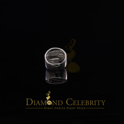 DiamondCelebritees 925 White Sterling Silver 2.50ct Multi -Rows Cubic Zirconia Women's Ring Size 7