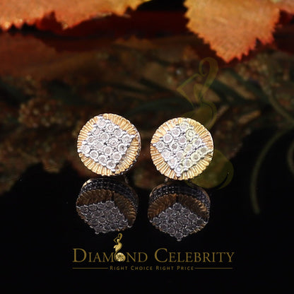 DiamondCelebritees 925 Sterling Silver Yellow Hip Hop 0.15ct Diamond Men's & Women's Round Earrings