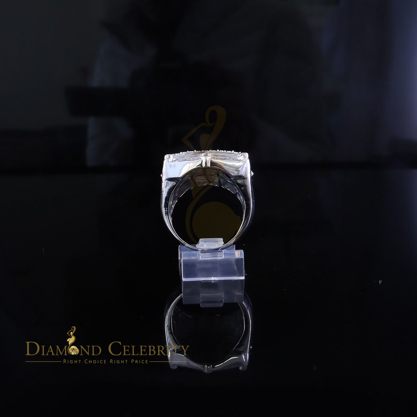 Big Mirage Set 0.66ct Real Diamond 925 White Silver Square Men's Ring Size 10