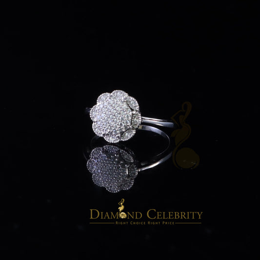 DiamondCelebritees 0.49ct Cubic Zirconia Sterling White Silver Flower Engagement Womens Ring Size 7