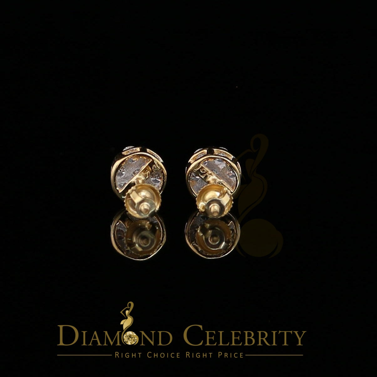 DiamondCelebritees Men's/Women's 10K Real Yellow Gold with 0.75CT Real Diamond Stud Earrings