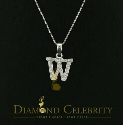 DiamondCelebritees Attractive Sterling SilverAll Alphabet Letter White Pendant with Cubic Zirconia