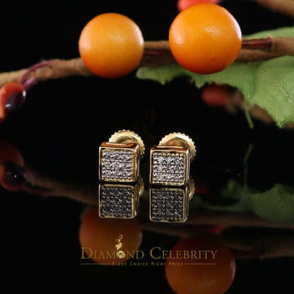 DiamondCelebritees 0.05CT Real Diamond 10K Real Yellow Gold with Men's/Women's Stud Micro Earring