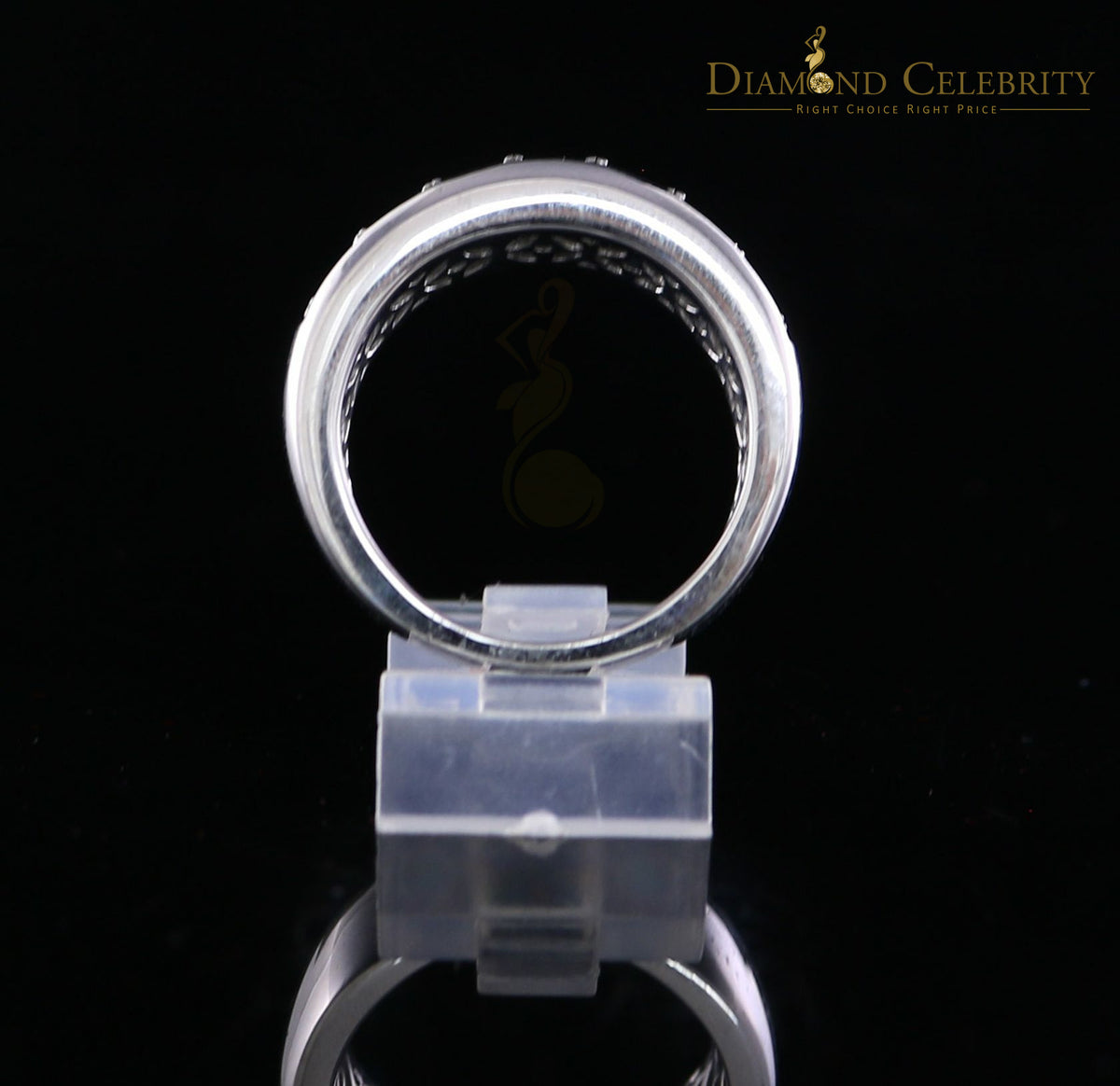 DiamondCelebritees 0.20CT Real Diamond Men's Silver White Micro-Pave Ring Size 11 in Band Style